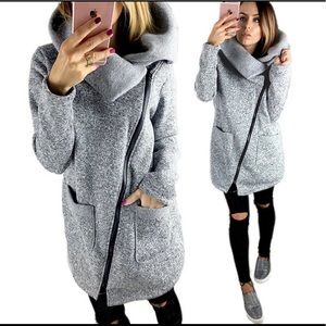 Women Winter fleece jacket SlantZipper Collared.